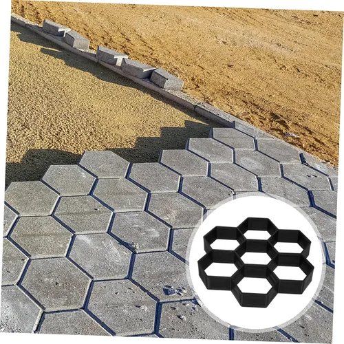 Miniatura 6 de Cabilock Molde de piedra para pavimentar, molde de plástico con forma geométrica hexagonal para suelo de cemento, molde reutilizable para escalones