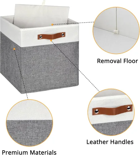 Miniatura 5 de HNZIGE Juego de 4 cubos de almacenamiento de tela, organizadores plegables para estantes, hogar, cubos decorativos para el hogar, juguetes, armario