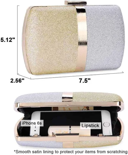 Miniatura 3 de Selight Bolso de mano con purpurina para mujer, bolso de noche de boda, bolso formal para novia, bolso de fiesta de graduación, cóctel
