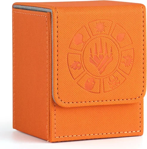 Miniatura 7 de Caja de cubierta Arkeiliy MTG con funda para 50 cartas, caja de cubierta de piel para más de 110 cartas para Magic Commander, estuches Amarillo III