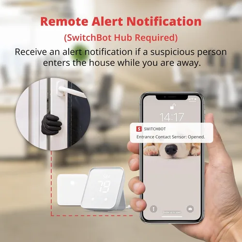 Miniatura 7 de SwitchBot Sensor de contacto de alarma de puerta – Alarma de ventana inalámbrica de seguridad inteligente para el hogar y sensor de puerta, añade
