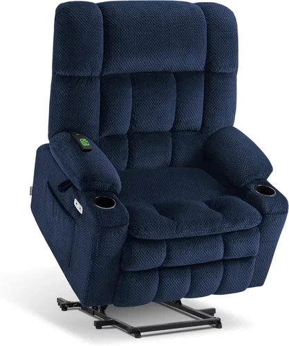 Miniatura 38 de MCombo 7893 - Silla reclinable pequeña de doble motor para ancianos pequeños, silla elevadora de gravedad cero con calor y masaje, posición Beige