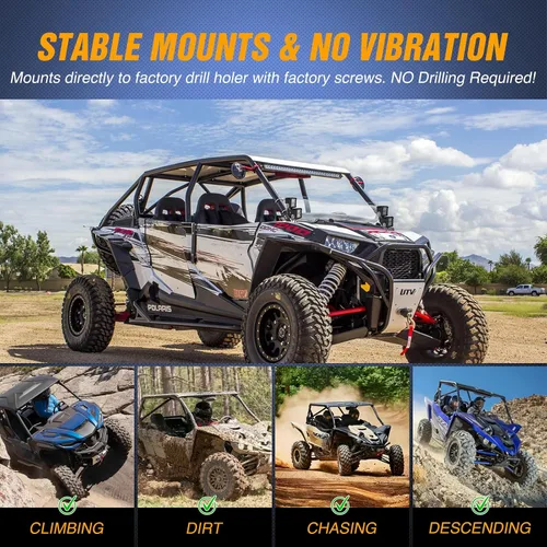 Miniatura 5 de Nilight Barra de Luces UTV Frontal Lateral Pilar A Soportes de Montaje de Luces Dobles para Capó para Cápsulas LED Compatibles con Polaris RZR XP