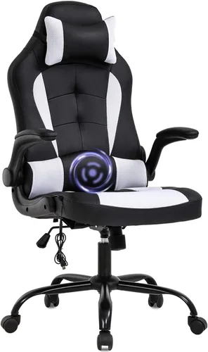 Miniatura 8 de Silla de escritorio ergonómica para videojuegos, de piel sintética, con reposacabezas y reposabrazos, Cuero falso, Camo