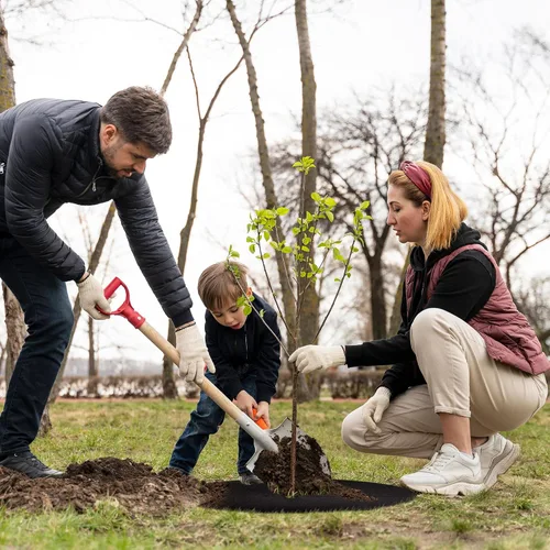 Miniatura 4 de Anillo de mantillo de árbol no tejido de 32.5 pulgadas, tapete de barrera de malezas reutilizable para árboles, mantillo degradable de árboles