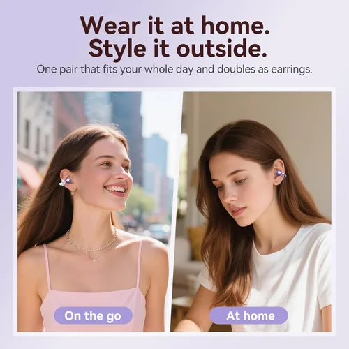 Miniatura 4 de Kinglucky Gen2 Auriculares de clip con aretes de mariposa, carga y almacenamiento sin quitar los aretes, ajuste cómodo y 50 horas de reproducción
