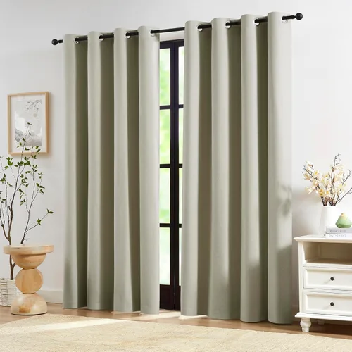 Miniatura 37 de Jubilantex Cortinas opacas plisadas negras de 63 pulgadas, cortinas de lino sintético para dormitorio, sala de estar, casa rural, juego de cortinas