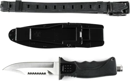Miniatura 2 de Cressi Skorpion, cuchillo de hoja de acero inoxidable templado ideal para buceo y pesca submarina - Punta puntiaguda y roma Punta Punta Gris
