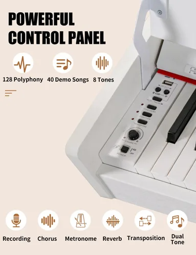 Miniatura 4 de UISCOM 88 teclas ponderadas Piano digital para el hogar - Piano eléctrico de escritorio de madera se transforma entre escritorio y tocador - Teclado