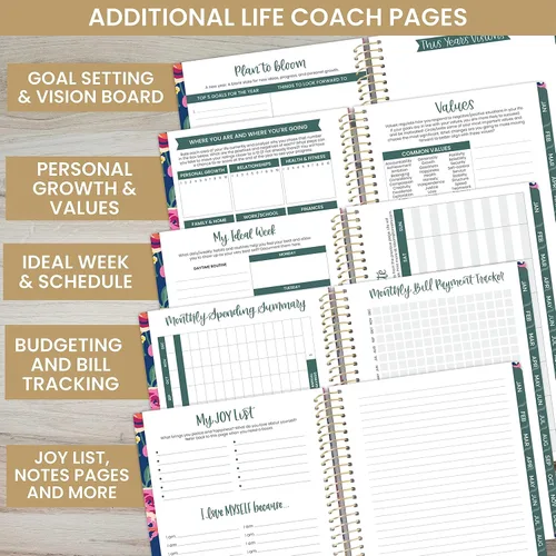 Miniatura 4 de Bloom Daily Planners - Planificador de calendario semanal y mensual sin fecha – Cuaderno de lista de tareas para comenzar en cualquier momento
