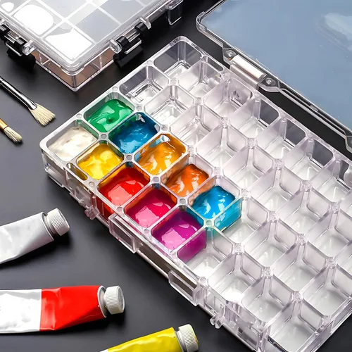 Miniatura 6 de WANDIC Caja de paleta, 1 caja de acuarela de 36 pocillos, caja de paleta de almacenamiento para pintura acrílica y al óleo, contenedores de pintura