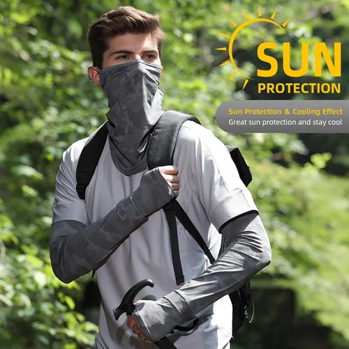 Miniatura 3 de Mangas refrescantes para los brazos, protección solar, UPF 50+, polaina de cuello de seda de hielo, camuflaje, para todo tipo de clima, pesca