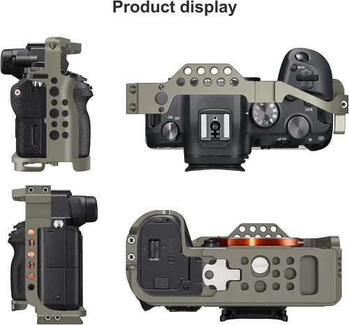 Miniatura 4 de Jaula R5 / R5 C / R6 para Canon R5 R6 R5 C, estabilizador de plataforma DSLR de aleación de aluminio con zapata fría, agujeros roscados de 1/4