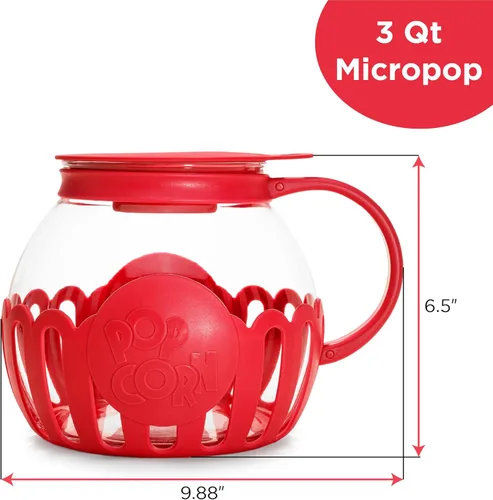 Miniatura 7 de Ecolution Microondas originales Micro-Pop Popcorn Popper Borosilicate Glass, tapa de silicona 3 en 1, lavavajillas Caja fuerte, BPA gratis
