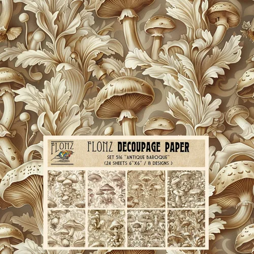 Miniatura 12 de Paquete de papel Decoupage (24 hojas de 6 x 6 pulgadas), papel tapiz de uvas Art Deco, papel de patrón de estilo vintage para decoupage, 32 ES