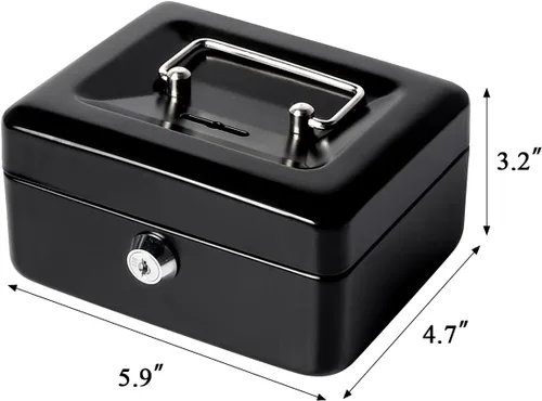 Miniatura 2 de Jssmst - Caja de dinero pequeña con cerradura, cajas de bloqueo metálicas para niños, caja de dinero con ranura en la parte superior, caja de Negro