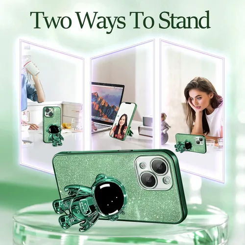 Miniatura 120 de Buleens Funda para iPhone 11 Pro Max Astronauta, Fundas Transparentes para iPhone 11 ProMax con Papel con Purpurina y Soporte de Astronauta, Mujeres