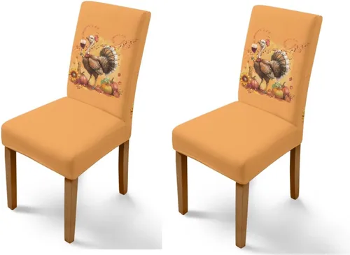 Miniatura 49 de Rnyleeg Thanksgiving Chair Covers for Living Room No Arms Turkey Pumpkin Stretch Dining Chair Covers Set of 6 Soft Washable Kitchen Chair Protector