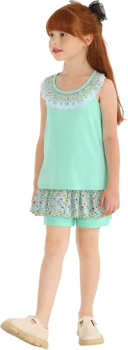 Miniatura 68 de LittleSpring Conjunto de verano para niñas con camiseta sin mangas y pantalones cortos florales