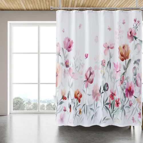 Miniatura 28 de LLSCL Cortina de ducha de tela azul con contrapeso inferior, calidad de hotel impermeable, 72 x 72 pulgadas, lavable a máquina Azul marino