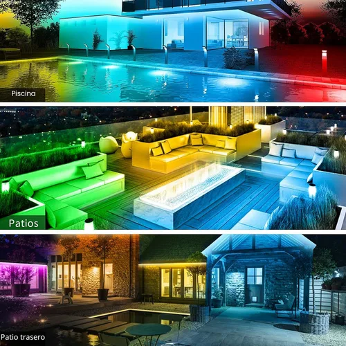 Miniatura 6 de KSIPZE Tiras de luces LED al aire libre impermeables IP68, luces LED al aire libre RGB con botón y control de aplicación Bluetooth, sincronización