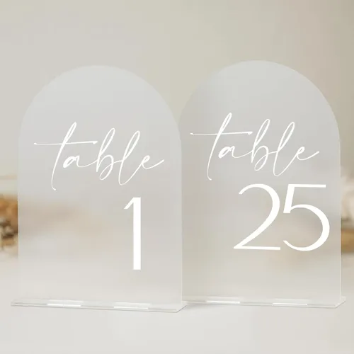 Miniatura 22 de Números de mesa de acrílico de arco negro con soportes 1-15, letrero acrílico arqueado negro de 5 x 7 pulgadas y base, números de mesa de arco
