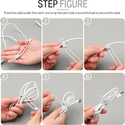 Miniatura 4 de Nuanchu 40 bridas de silicona reutilizables, correas ajustables, organizador de cables de carga multiusos para sujetar cables de carga