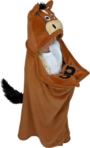 Miniatura 19 de Manta con capucha portátil Lazy One para niños, manta con capucha de animales (lobo)