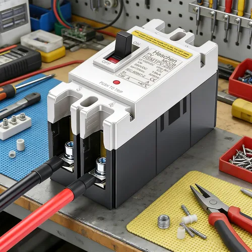 Miniatura 8 de Heschen Disyuntor de caja moldeada CC MCCB, HSM1PV-250, 2 polos, disyuntor fotovoltaico DC550V, para sistema solar fotovoltaico Sistema de red