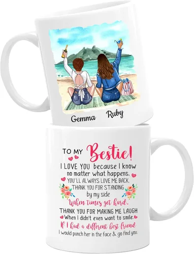 Miniatura 20 de Taza de café blanca de 2 mejores amigos, 11 onzas, 15 onzas, taza de amistad personalizada para mujeres, mejor amiga, mejor amiga, hermana, hermana