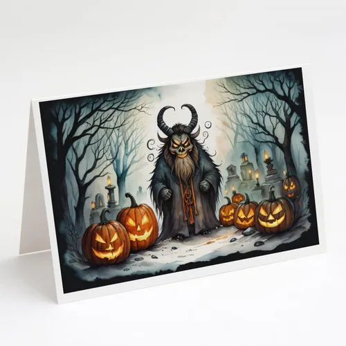 Miniatura 29 de Caroline's Treasures DAC2223GCA7P - Tarjetas de felicitación y sobres de Halloween espeluznantes de gato negro, paquete de 8 tarjetas en blanco
