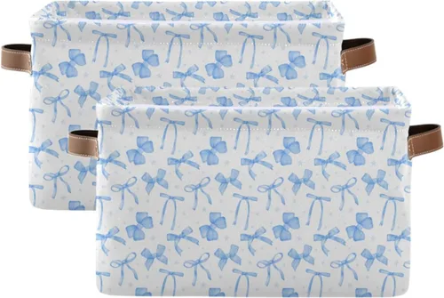Miniatura 14 de Blueangle Cesta de almacenamiento rectangular de flores blancas y negras, 15 x 11 x 9.5 pulgadas, cesta organizadora plegable para decoración