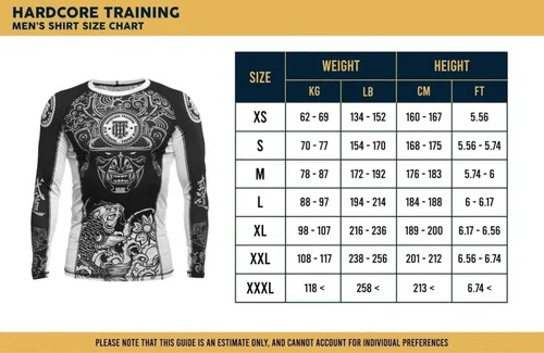 Miniatura 5 de Hardcore Training Camiseta de compresión para hombre, manga larga, Jiu Jitsu, MMA No-Gi, BJJ apretada, capa base de combate