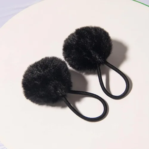 Miniatura 2 de SUSULU Bandas elásticas de pelo sintético de conejo con pompón para mujer, banda de goma con soporte de cola de caballo de 2.0 in, accesorios 6