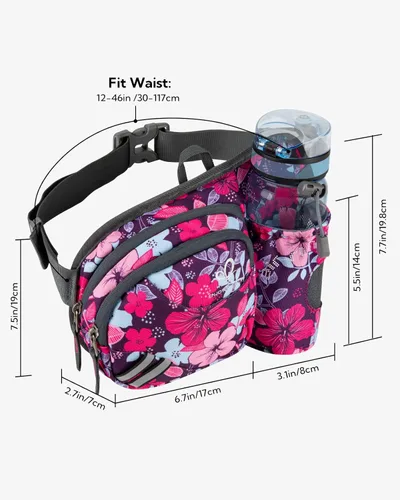 Miniatura 2 de Waterfly - Cangurera de senderismo con soporte para botella de agua para hombres y mujeres, para correr y pasear al perro, para iPhone 8 Plus, flor