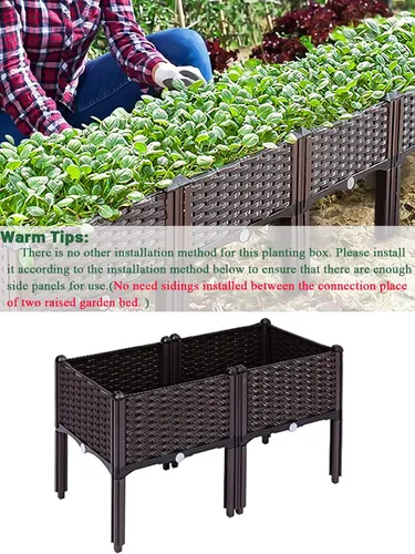 Miniatura 3 de Kalolary 2 juegos de cama de jardín elevada con patas, cajas de plantas de patio, flores vegetales, contenedor elevado para plantas