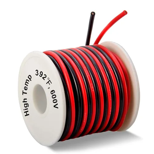 Carrete de alambre de silicona de calibre 16 de 50 pies, ultra flexible de alta temperatura, 200 grados C, 600 V, 16 AWG, alambre trenzado con 252