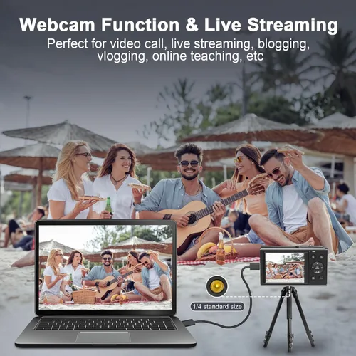 Miniatura 5 de Cámara digital 5K, cámara de vlogging de 80 MP para YouTube con zoom digital y flash de 18X, cámara de pantalla dual con tarjeta TF de 32 GB y 2