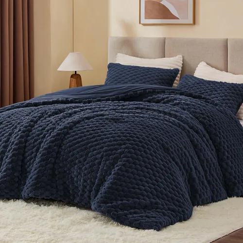Miniatura 17 de BEDELITE Juego de Edredón Esponjoso Twin - Edredón Suave de Vellón Beige para Cama Twin, Juego de Ropa de Cama Lujoso y Cálido para Invierno, Juego