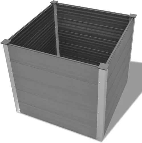 Miniatura 4 de WPC - Cama elevada para jardín de 39.4 x 39.4 x 35.8 pulgadas, color gris, maceta elevada para jardín de hierbas y flores