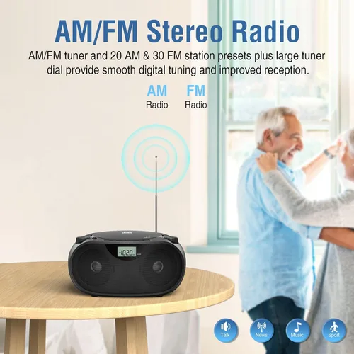 Miniatura 5 de Nextron Boombox de CD portátil con Bluetooth, USB, radio y refuerzo de graves - negro