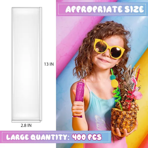 Miniatura 2 de Yexiya 400 bolsas de plástico para helados, bolsas de molde de helado desechables, bolsa de paletas con embudo de silicona para hacer dulces