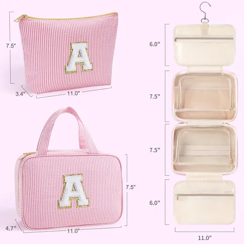 Miniatura 5 de YOOLIFE Regalos de cumpleaños para mujeres adolescentes, neceser colgante con inicial para mujeres, adolescentes y niñas, bolsa de aseo de viaje