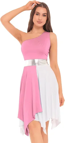 Miniatura 142 de easyforever Vestido de baile sin mangas con bloques de color para mujer, alabanza litúrgica, ropa de baile lírico, vestido de bata de adoración