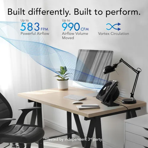Miniatura 2 de Vornado 573T Ventilador pequeño de circulación de aire para habitación con cabezal giratorio, rejilla extraíble de fácil limpieza, 3 ajustes