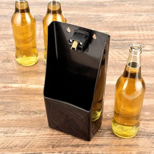 Miniatura 5 de Bar Lux Black Bottle Cap Catcher - con abrebotellas - 8 1/4" x 5 1/2" x 3" - Caja de 1 unidad