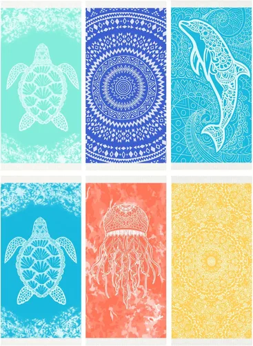 Miniatura 39 de Widdonen Toalla de playa turca fina, ligera, de secado rápido, absorbente, de algodón, para baño, piscina, toallas de natación, extra grandes, sin