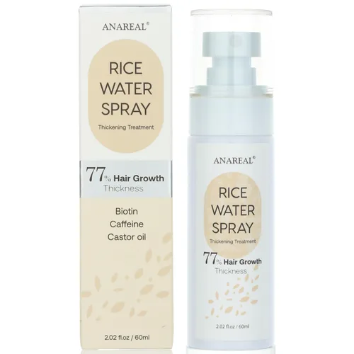 Spray de aceite para el crecimiento del cabello: agua de arroz fermentada con biotina y aceite de ricino para engrosamiento diario del cabello y