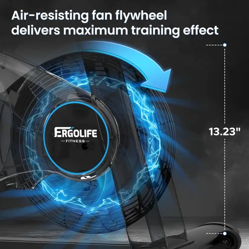Miniatura 2 de ERGOLIFE Air - Bicicleta estática de resistencia magnética con ventilador exclusivo, aplicación App, 8 resistencias para ciclismo en interiores