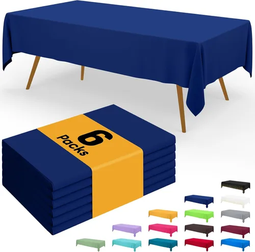 Miniatura 15 de Smiry - Juego de 6 manteles desechables, 54 x 78 pulgadas, manteles impermeables rectangulares para fiestas, cubierta de mesa de plástico